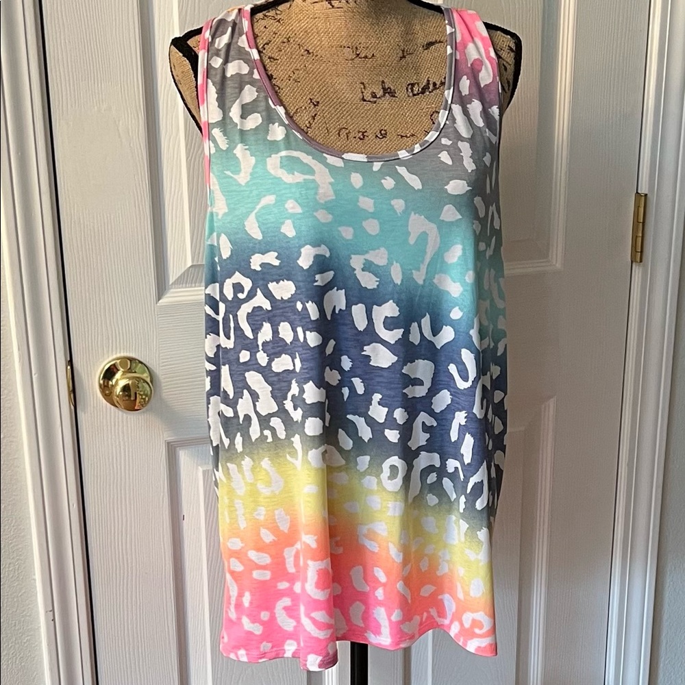 NWT Rainbow Leopard Tank Top